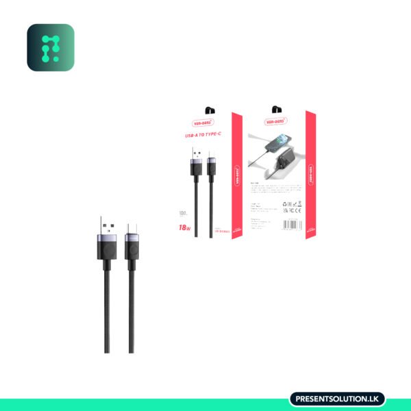 Ven-Dens 18W Cable USB A to Type C Cable